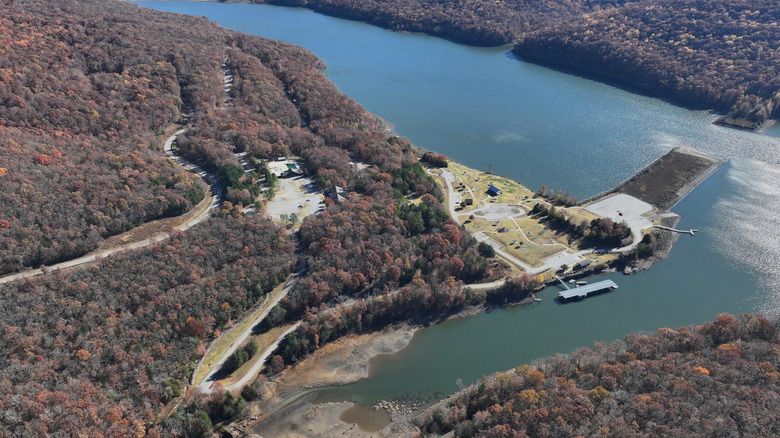 Aerial view of Lake Fort Smith Park, Arkansas