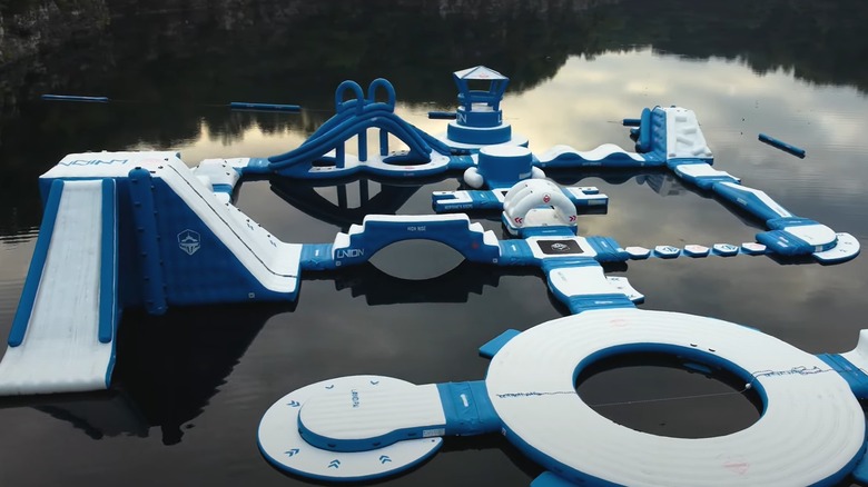 Inflatable waterpark at Kenneth Stone Quarry
