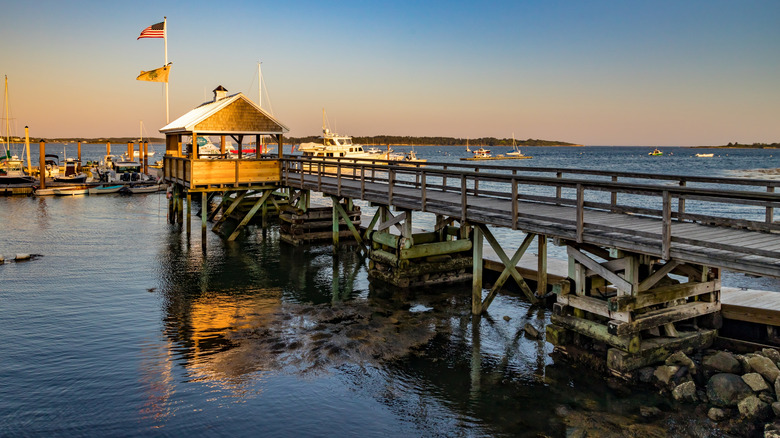Sunset on harbor in Harpswell, Maine