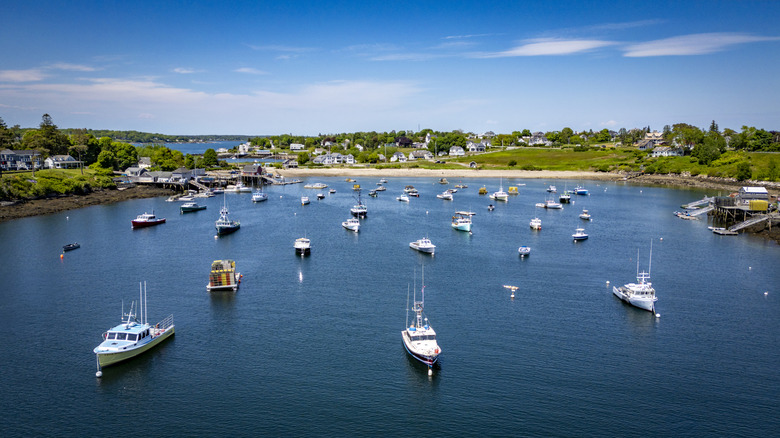 Sailboats in Mackerel Cove near Bailey Island