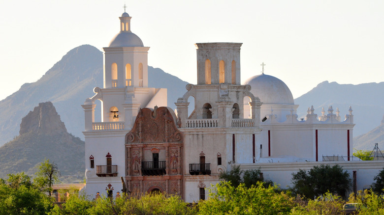 The historic San Xavier Del Bac Mission in Tucson, Arizona