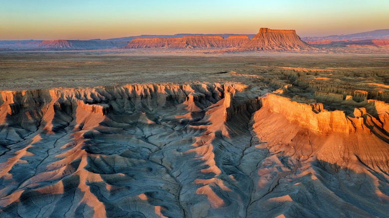 Aerial view of butte outside of Hanksville, Utah