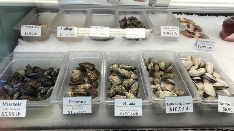 A selection of shellfish at Tom's Seafood and Gourmet Market.