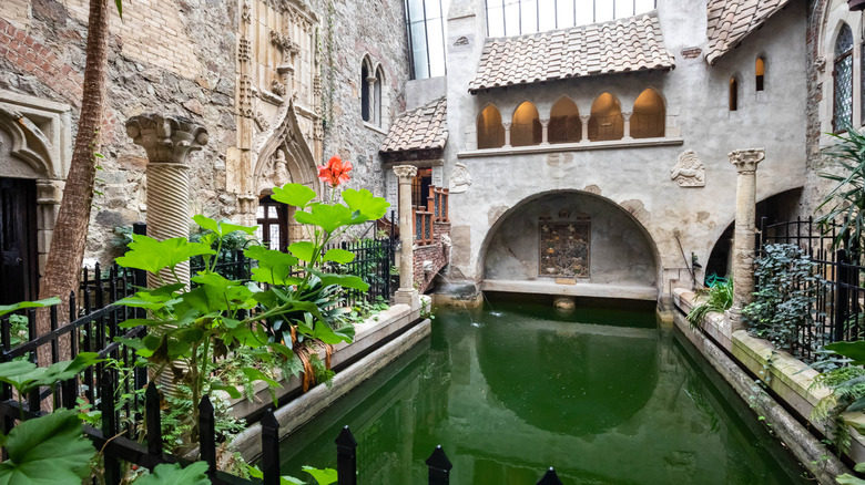 The interior courtyard at Hammond Castle Museum in Gloucester, Massachusetts.