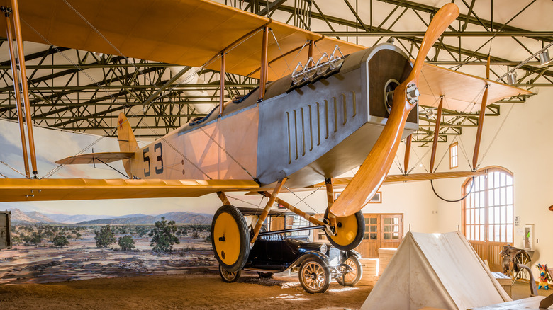 A military airplane in the Pancho Villa State Park museum