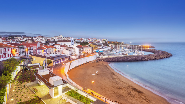 Coastal houses in the evening