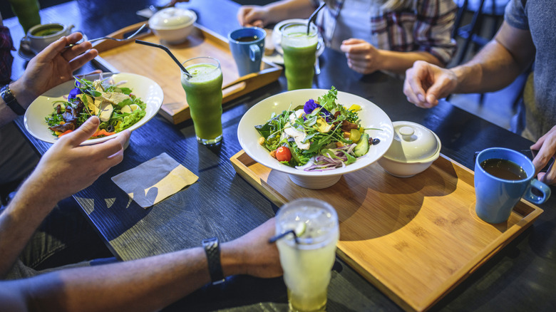 Eating at a farm-to-table restaurant