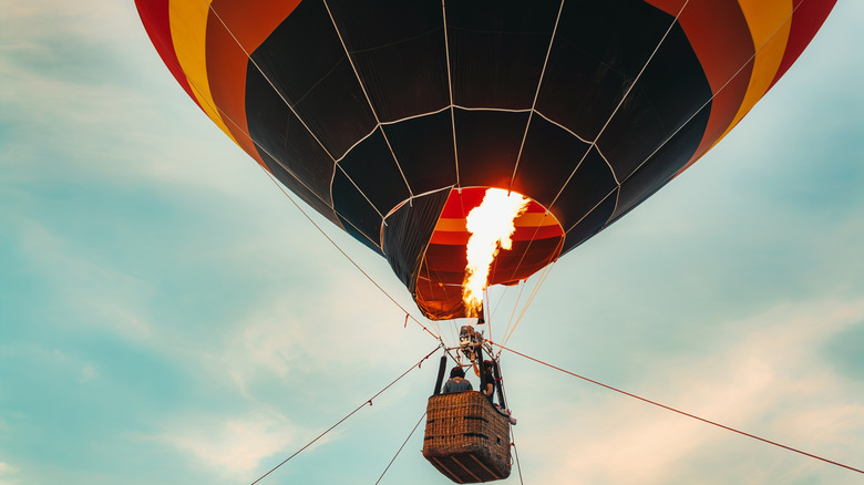 Riding in a hot air balloon
