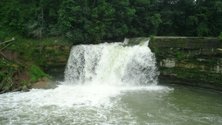 The Medina Falls cascades into a creek