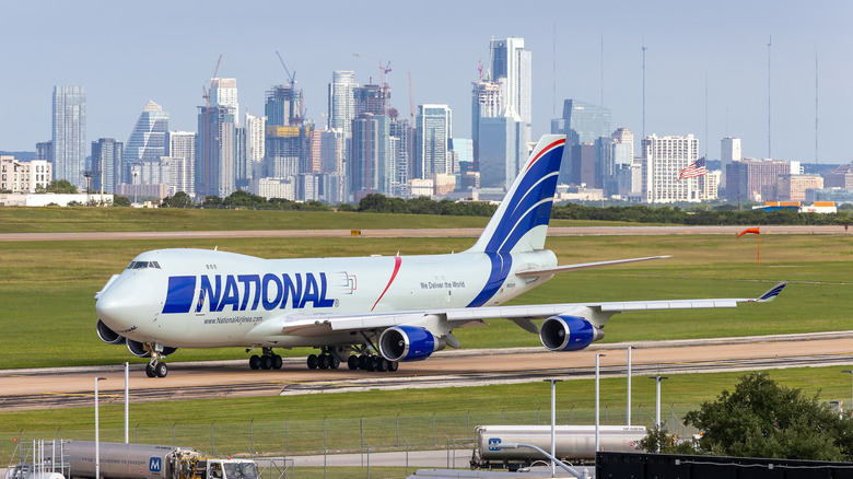 Plane landing at Austin-Bergstrom International Airport