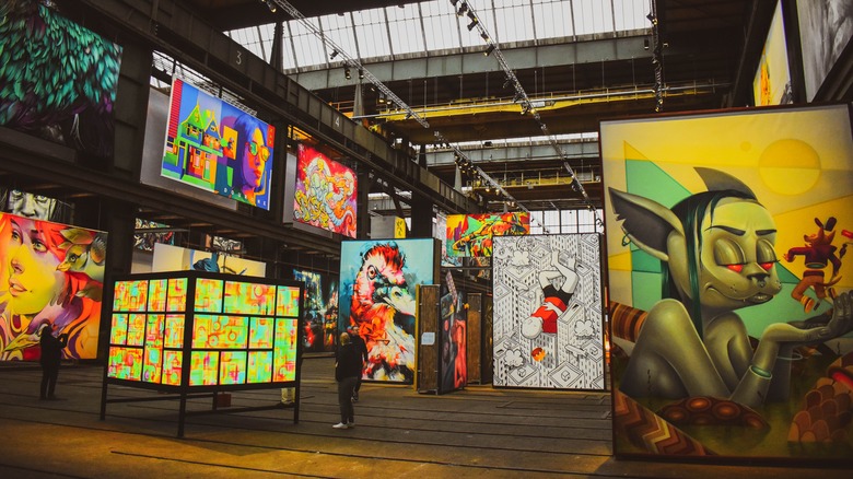 Large colorful murals in the STRAAT Museum