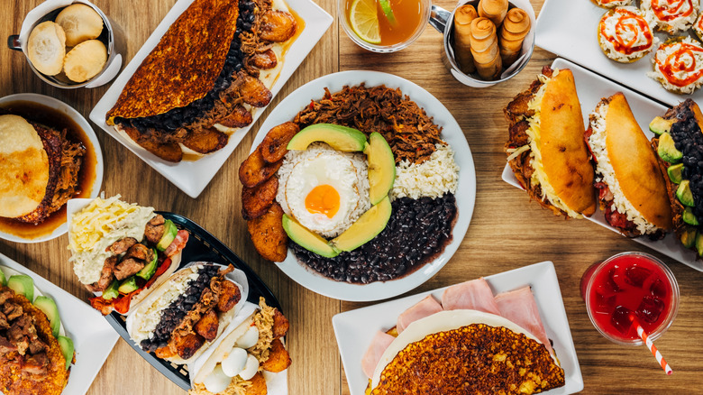 Venezuelan food displayed on a table