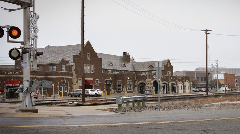 The train tracks outside Main Street in Newton, Kansas