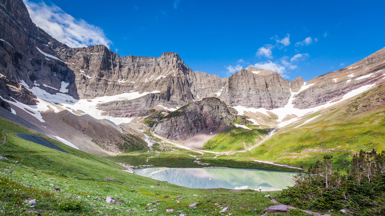 Cracker Lake campground in Glacier National Park, Montana