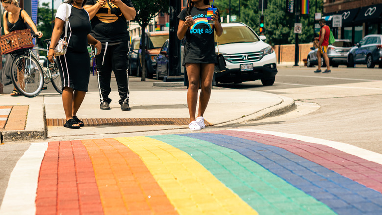 A rainbow crosswalk in Chicago