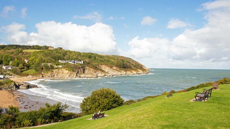 View of Aberporth's beaches and coastline in Wales