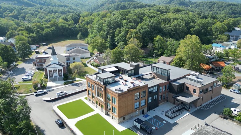 The Schoolhouse Hotel in downtown White Sulphur Springs, West Virginia, has a rooftop bar.