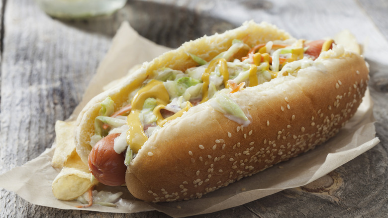 An image of a hot dog with slaw