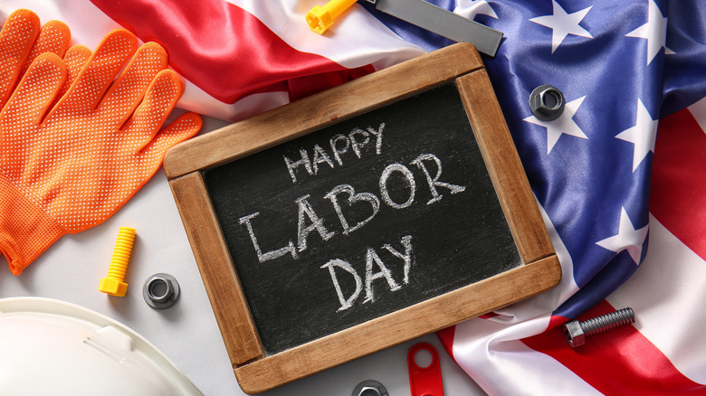 A sign for Labor Day celebrations