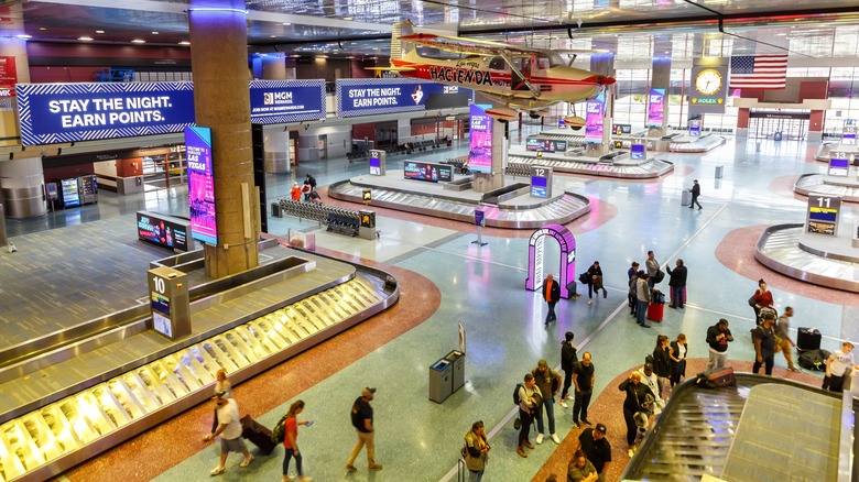 Passengers at the Harry Reid International Airport