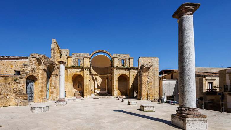 A medieval castle in Salemi, Italy on a sunny day