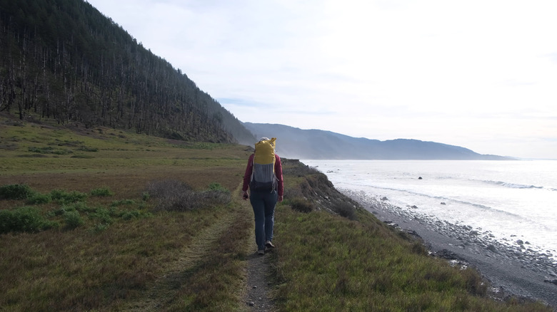 woman hikes alone lost coast