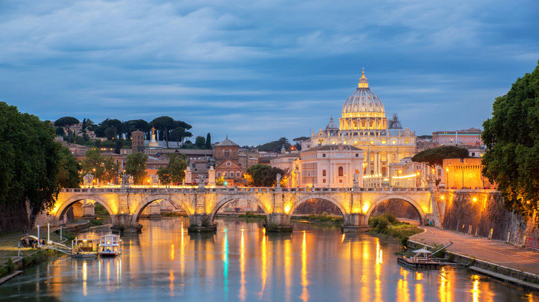 St. Peter's Basilica as seen from Rome and the Tiber River