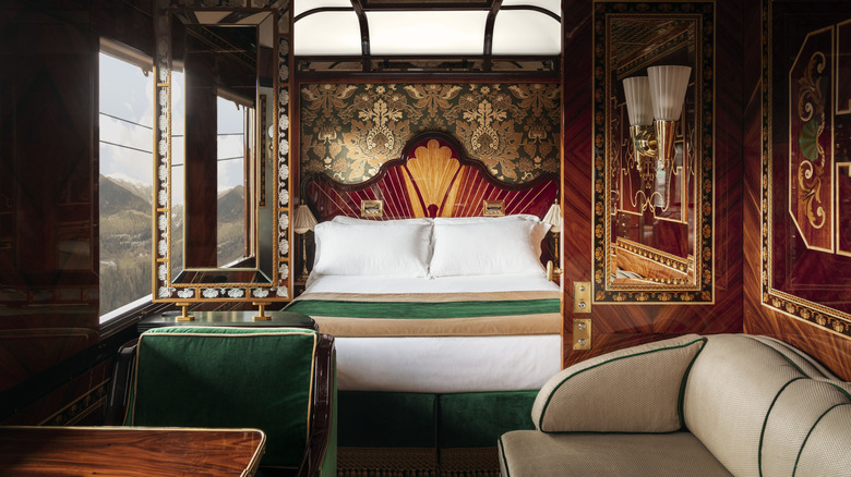 Interior of the Vienna Grand Suite on the Venice Simplon-Orient-Express, a luxury train by Belmond