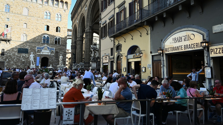 Outdoor dining in the Piazza della Signoria in Florence, Italy
