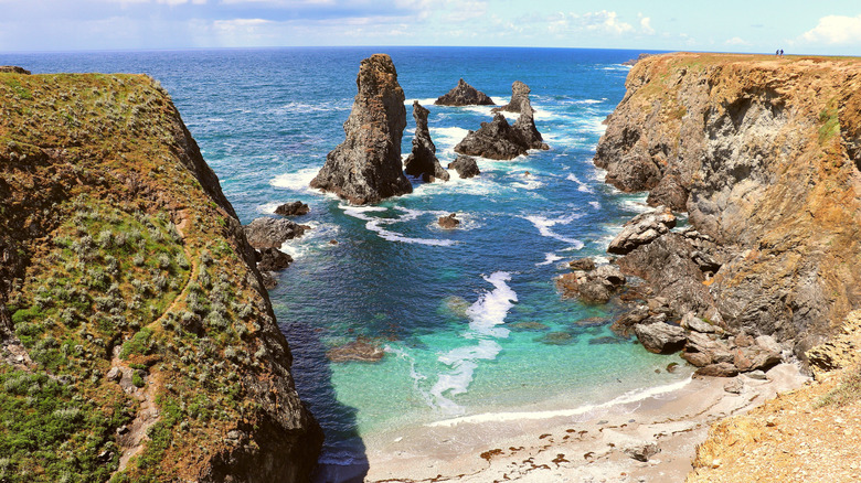 An aerial view of Les Aguilles rocks in Belle-Ile