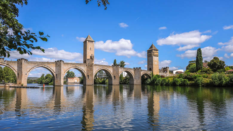 Valentre Bridge, Cahors, with beautiful sparkling water underneath