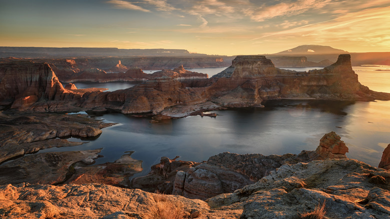 Lake Powell in Arizona at sunset