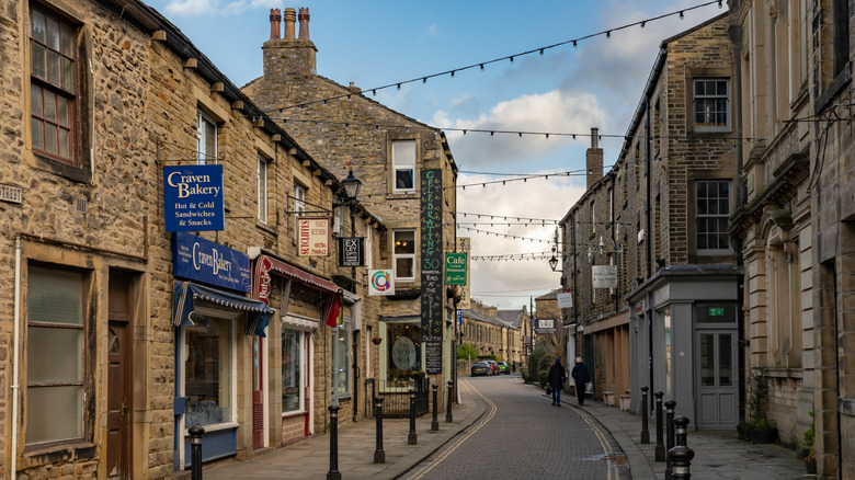 Charming stone buildings on a street in Skipton