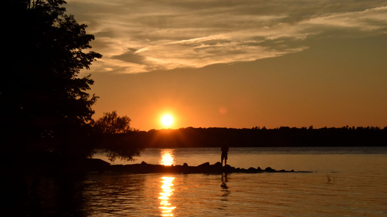 Fishing at sunset as Wellesley Island State Park