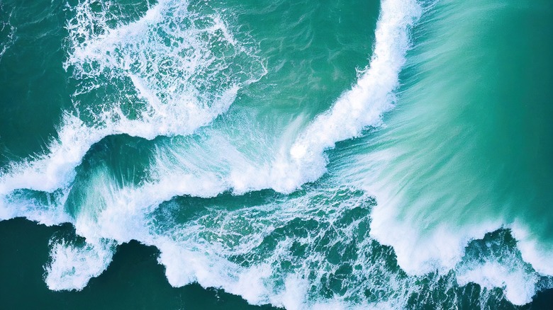 overhead shot of sea waves