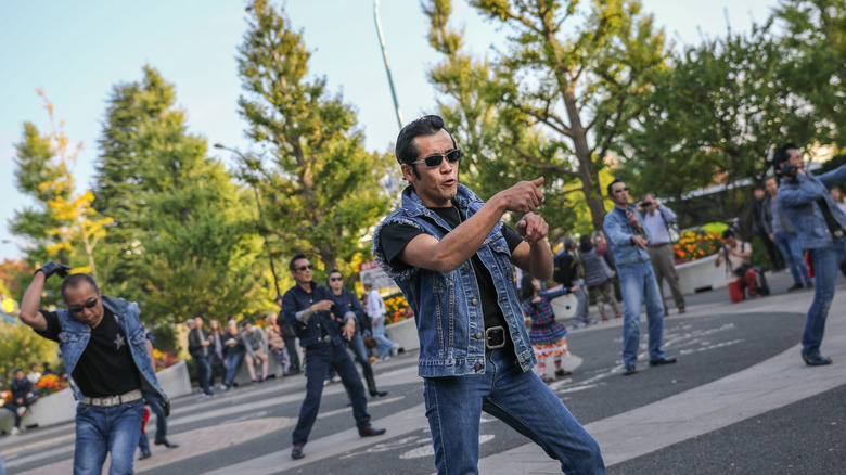 Rockabilly performers dancing in Harajuku, Tokyo, Japan