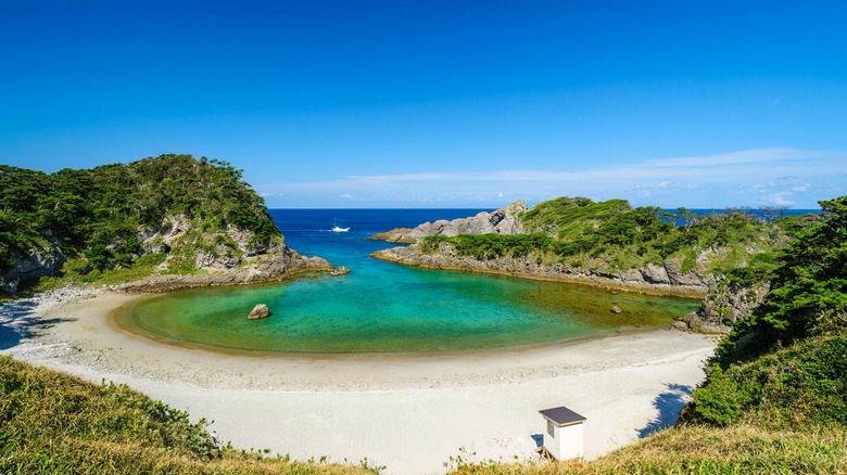 A secluded white sand beach in Shikine-jima