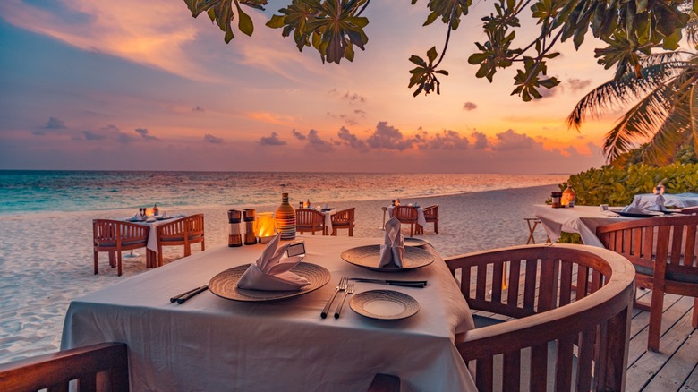 Dining on beach