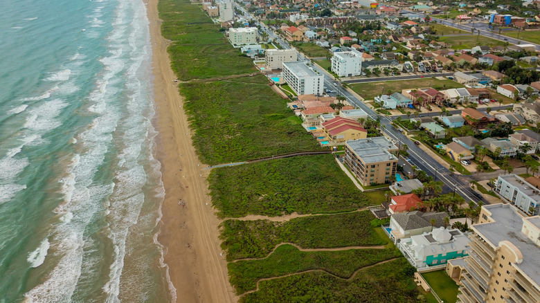 An aerial view of South Padre Island