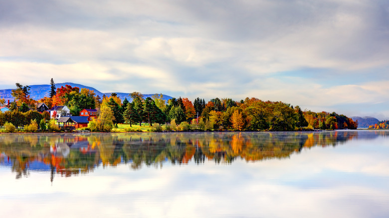 Aerial view of Tupper Lake in Adirondacks in upstate New York