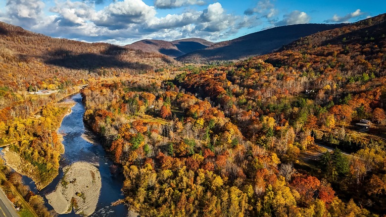 Aerial view of Catskill Mountains in Woodstock, New York