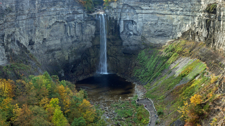 Aerial view of Taughannock Falls in Trumansburg, New York