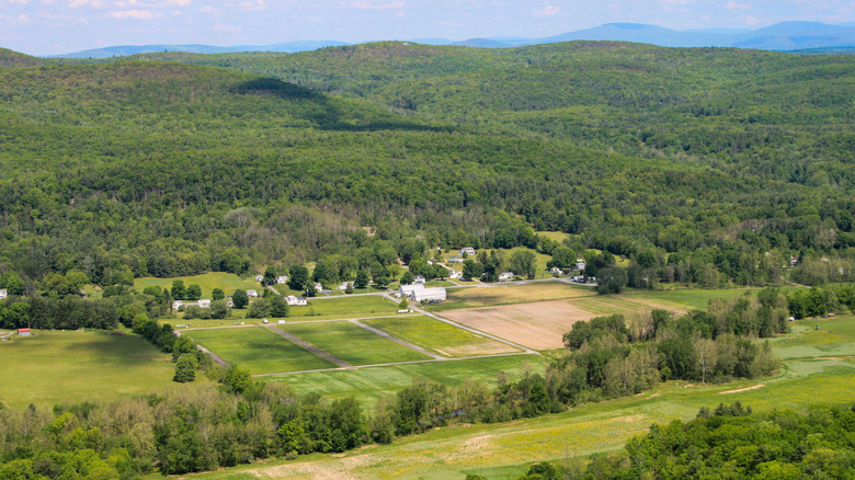 Aerial view of the Hudson Valley looking toward the Shawangunk Mountains