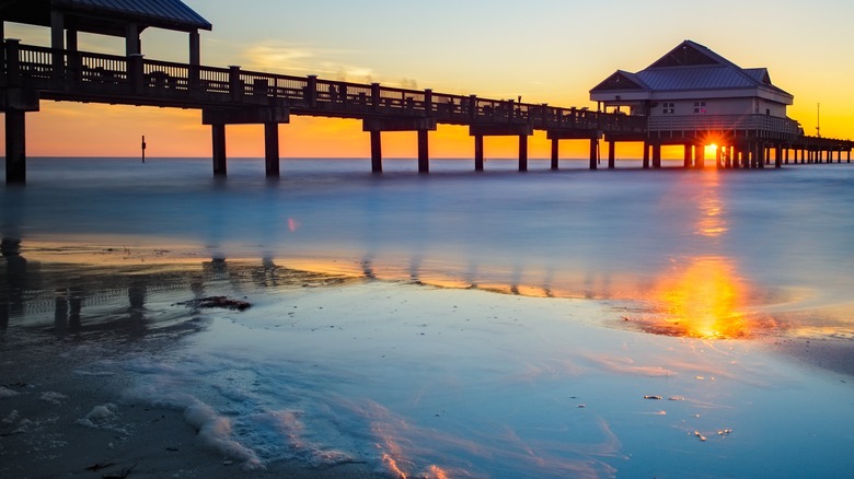 Pier off Clearwater Beach at sunset
