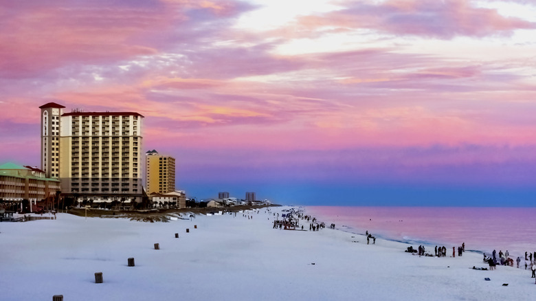 Pensacola Beach, Florida with buildings in the background