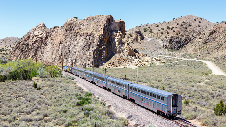 Southwest Chief train going through New Mexico