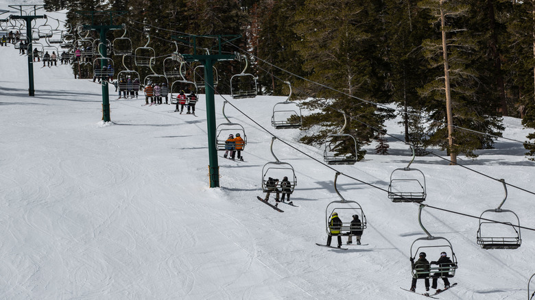 Skiers at Kirkwood Ski Resort, located off California Highway 88.