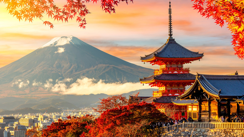 temple in Kyoto at sunset