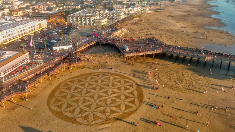 Sand art near the pier in Pismo Beach, California