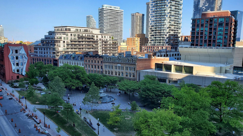 Overhead view of Berczy Park, Toronto